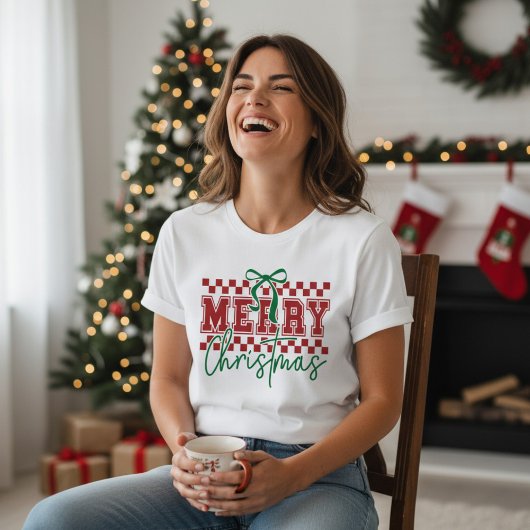 Coquette Retro Merry Christmas Trendy Typography Tri-Blend Shirt
