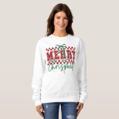 Coquette Retro Merry Christmas Trendy Typography Trui (Voorkant volledig)