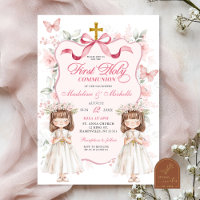 Coquette Ribbon Floral Twins Eerste Heilige Commun