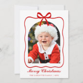 Coquette Ribbon Fotoboog Vrolijk Kerstmis Feestdagenkaart (Voorkant)