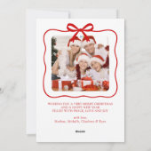 Coquette Ribbon Fotoboog Vrolijk Kerstmis Feestdagenkaart (Achterkant)