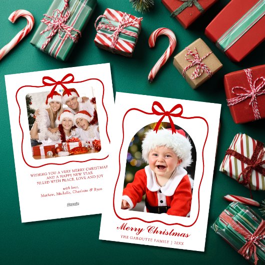 Coquette Ribbon Fotoboog Vrolijk Kerstmis Feestdagenkaart