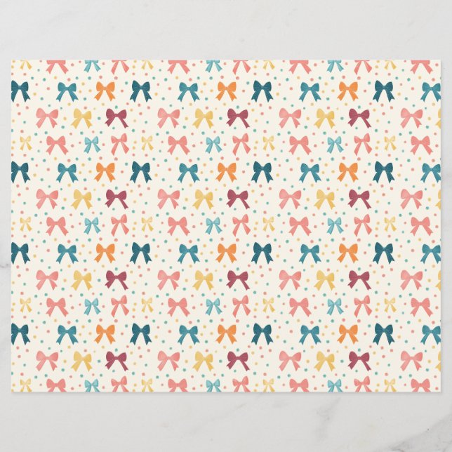 Coquette Ribbon Pattern Polka Dots Scrapbook Paper (Achterkant)