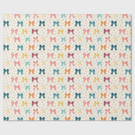 Coquette Ribbon Pattern with Polka Dots Cadeaupapier (Vlak)