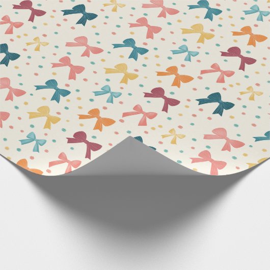 Coquette Ribbon Pattern with Polka Dots Cadeaupapier (Hoek)