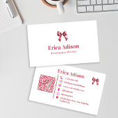 Coquette Ribbon QR Code Roze Bow Visitekaartje