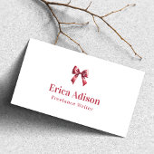 Coquette Ribbon QR Code Roze Bow Visitekaartje