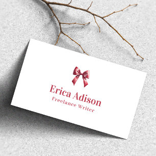 Coquette Ribbon QR Code Roze Bow Visitekaartje