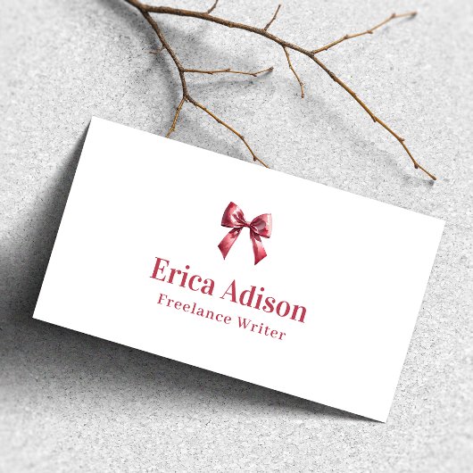 Coquette Ribbon QR Code Roze Bow Visitekaartje