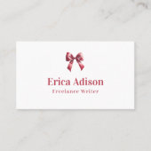 Coquette Ribbon QR Code Roze Bow Visitekaartje (Voorkant)