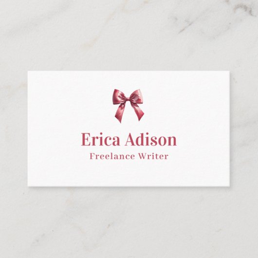 Coquette Ribbon QR Code Roze Bow Visitekaartje (Voorkant)