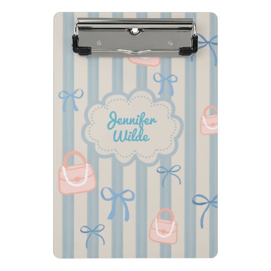Coquette Ribbons Gepersonaliseerde naam Mini Klembord (Voorkant)