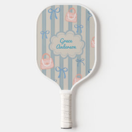 Coquette Ribbons Gepersonaliseerde Naam & Slogan Pickleball Paddle
