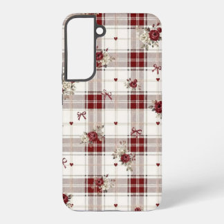 Coquette rode geruite bloem telefoonhoes voor Sams Samsung Galaxy Hoesje