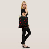 Coquette Rode Harten Patroon Canvas Tote Tas (Op model)