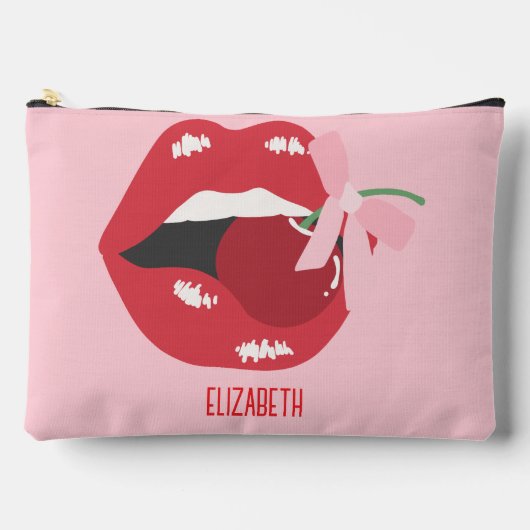 Coquette rode lippen roze lint boog etui (Voorkant)