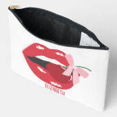 Coquette rode lippen roze lint boog etui (Open)