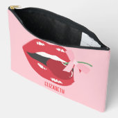 Coquette rode lippen roze lint boog etui (Open)