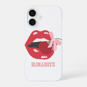 Coquette rode lippen roze lint boog iPhone 16 hoesje