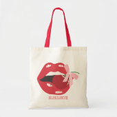 Coquette rode lippen roze lint boog tote bag (Voorkant)