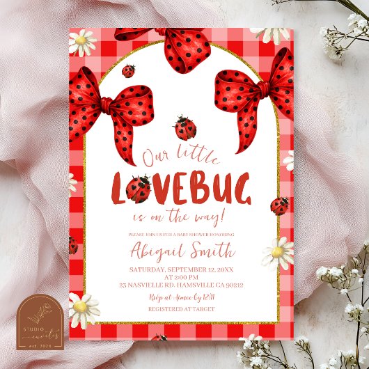Coquette Rode Strik Liefdeskever Baby Shower Uitno Kaart