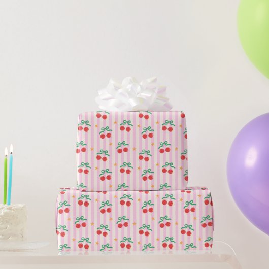 Coquette Rode Zoete Kersen Patroon Cadeaupapier (Feestgeschenken)