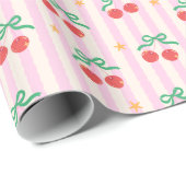 Coquette Rode Zoete Kersen Patroon Cadeaupapier (Rol Hoek)