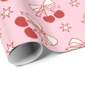 Coquette Rode Zoete Kersen Patroon Cadeaupapier (Rol Hoek)