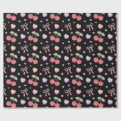 Coquette Rode Zoete Kersen Patroon Cadeaupapier (Vlak)