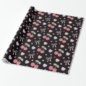 Coquette Rode Zoete Kersen Patroon Cadeaupapier (Uitgerold)