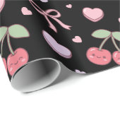 Coquette Rode Zoete Kersen Patroon Cadeaupapier (Rol Hoek)