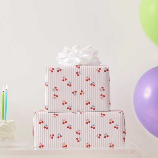 Coquette Rode Zoete Kersen Patroon Cadeaupapier (Feestgeschenken)