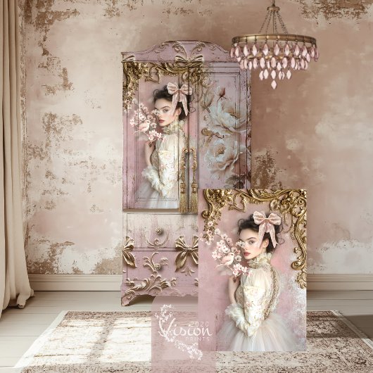 Coquette Romantisch Barok Portret Vogel Bloemen Tissuepapier