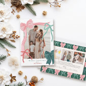 Coquette Rood & Groen Bogen 4 Foto's Kerstmis Feestdagenkaart