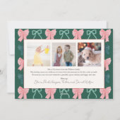 Coquette Rood & Groen Bogen 4 Foto's Kerstmis Feestdagenkaart (Achterkant)