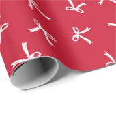 Coquette Rood met Witte Strikken Cadeaupapier (Rol Hoek)