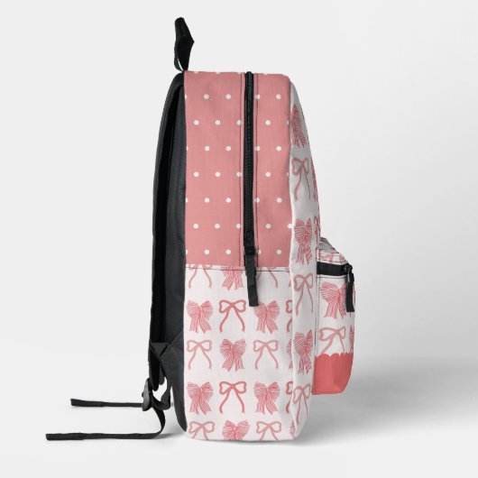 Coquette Rood & Roze Bow/Ribbon Patroon Bedrukte Rugzak (Links)