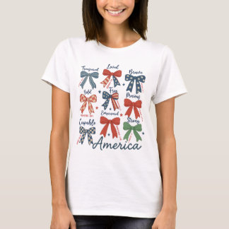 Coquette rood wit en blauw patriottische bogen 4 j t-shirt