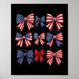 Coquette rood wit en blauw patriottische bogen Ret Poster
