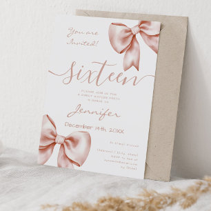 Coquette Roos Gold Bow Sweet 16 Verjaardag Kaart