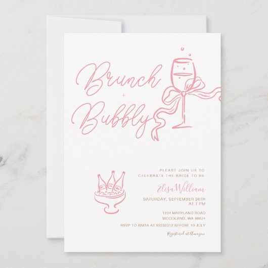 Coquette Roos Goud Roze Blush Vrijgezellenfeest Ui Kaart (Voorkant)