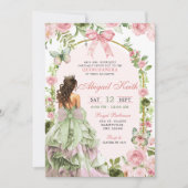 Coquette Royal Garden Sage Blush Pink Quinceanera Kaart (Voorkant)