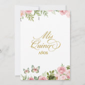 Coquette Royal Garden Sage Blush Pink Quinceanera Kaart (Achterkant)