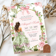 Coquette Royal Garden Sage Blush Roze Quinceanera