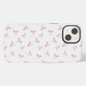 Coquette roze aquarel Boog op canvas textuur iPhone Hoesje (Achterkant horizontaal)