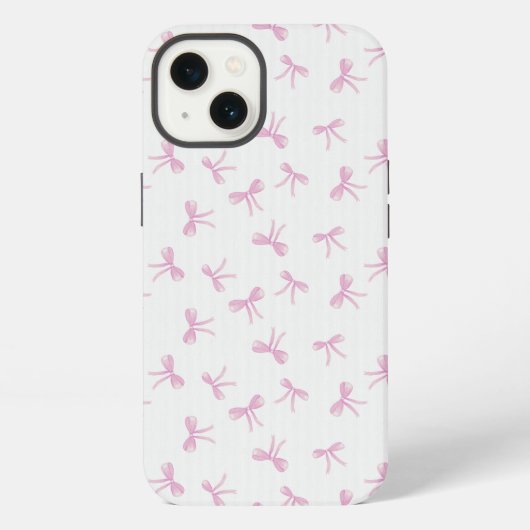Coquette roze aquarel Boog op canvas textuur iPhone Hoesje (Achterkant)