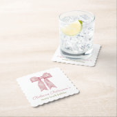 Coquette Roze Aquarel Strik Vrouwelijke Verjaardag Kartonnen Onderzetters (Insitu)