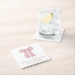 Coquette Roze Aquarel Strik Vrouwelijke Verjaardag Kartonnen Onderzetters