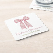 Coquette Roze Aquarel Strik Vrouwelijke Verjaardag Kartonnen Onderzetters (Gebogen)