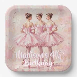 coquette roze ballerina verjaardag papieren bordje
